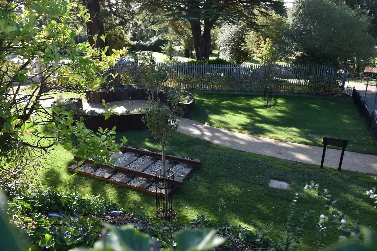 The memorial garden beside Brookwood station